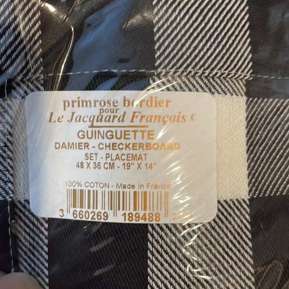 Le Jacquard Francais checkerboard placemats (2) Black white and red - Picture 5 of 5